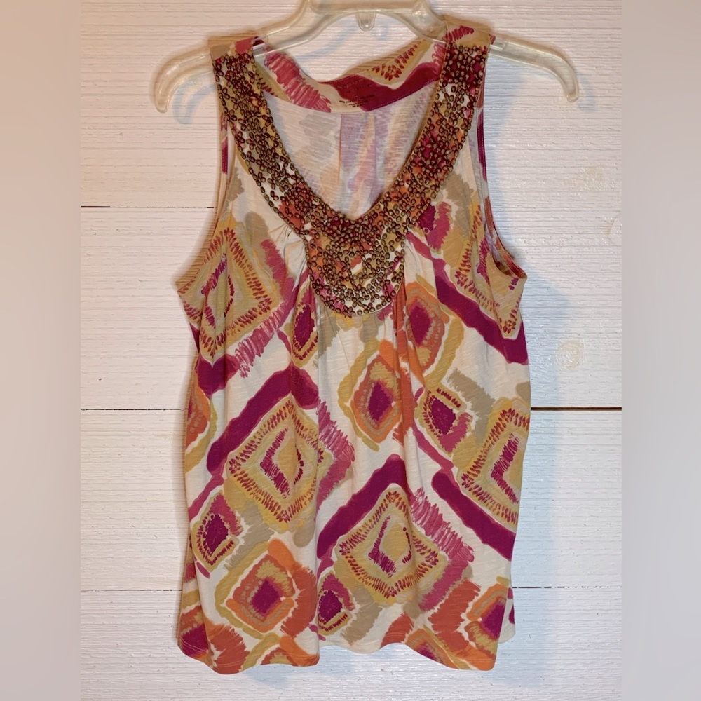 V-neck Beaded Tank Top by Sonoma.  Size Medium.